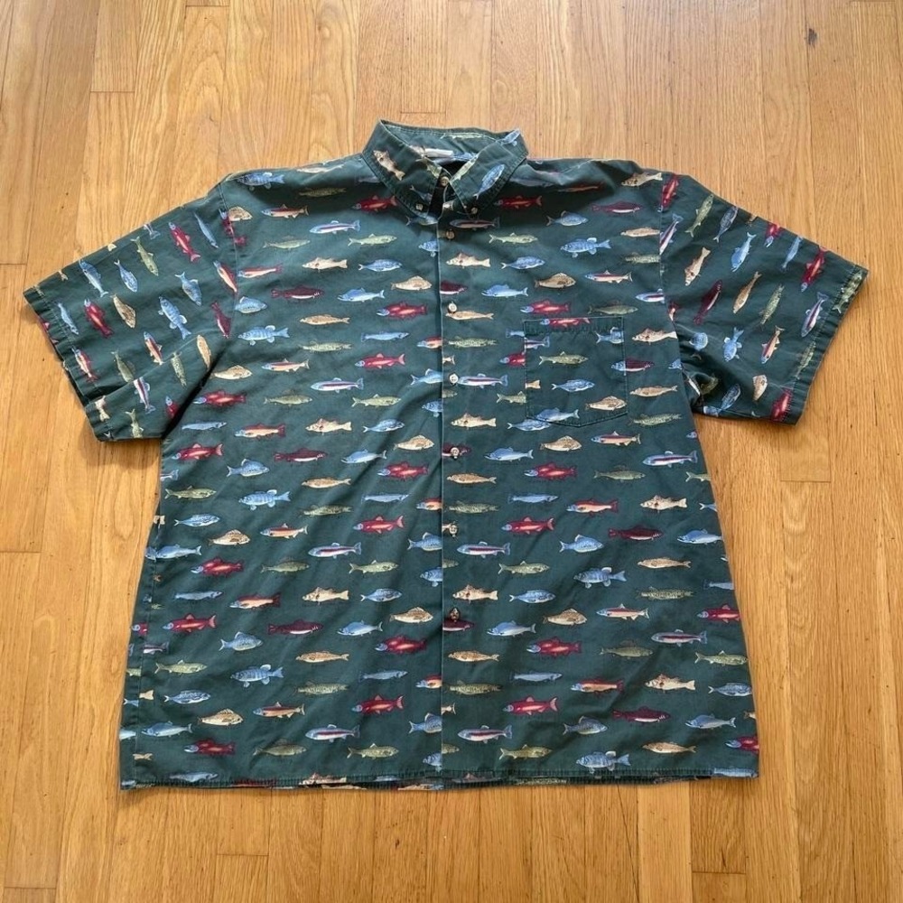 Green Fish Print Button‑Up Shirt - Picture 7 of 7